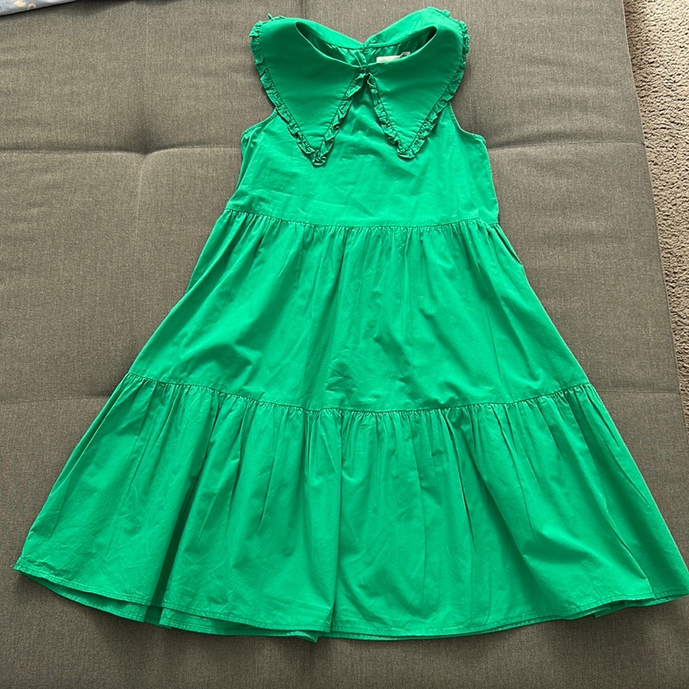 Beautiful green girls cotton dress
